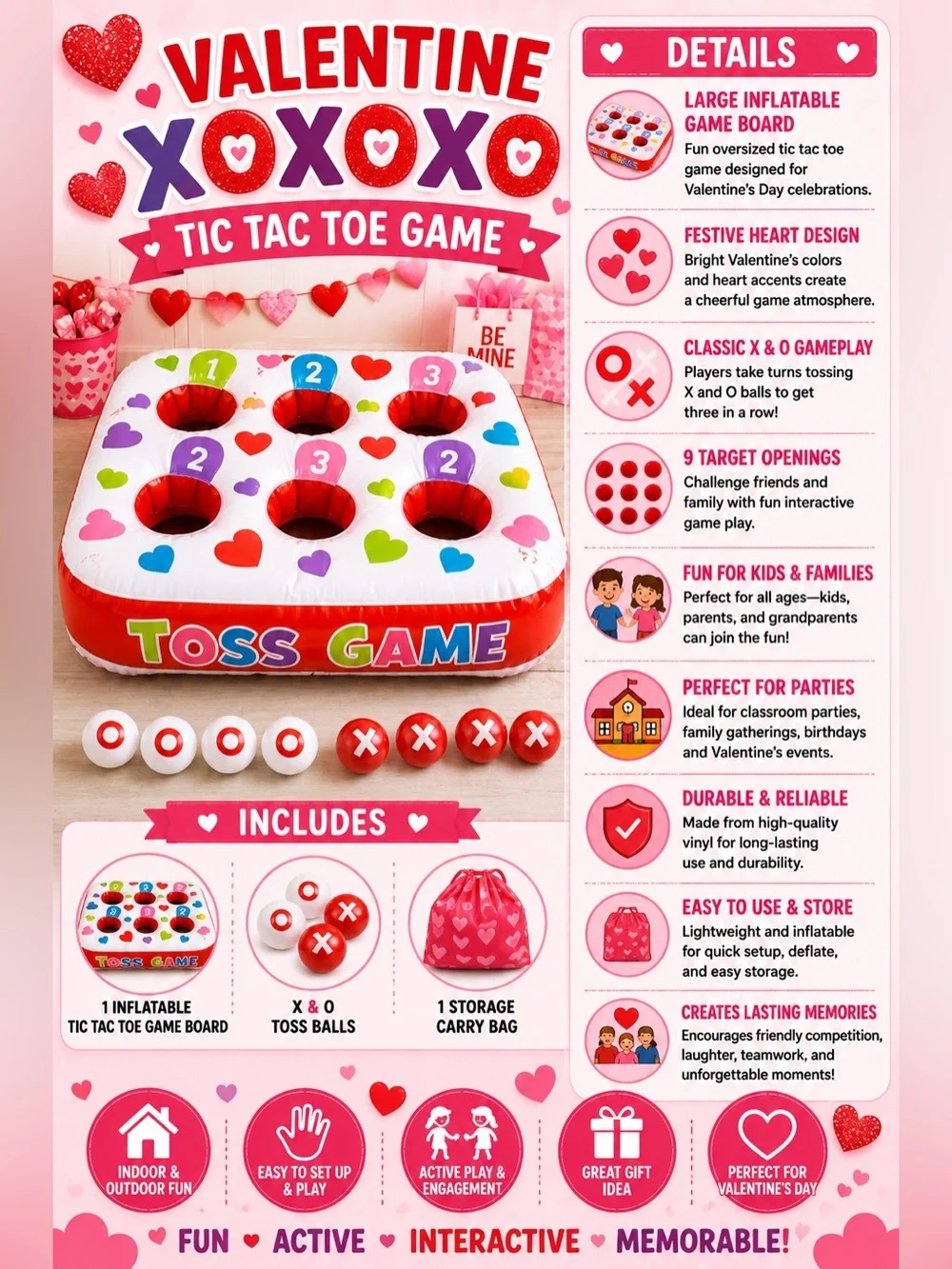 Valentine XOXOXO Tic Tac Toe Inflate Game